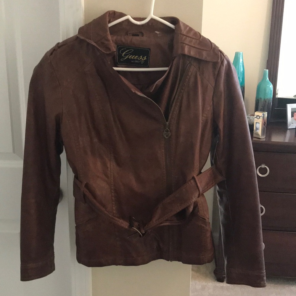 Sale🎉 Guess faux leather belted Moto jacket